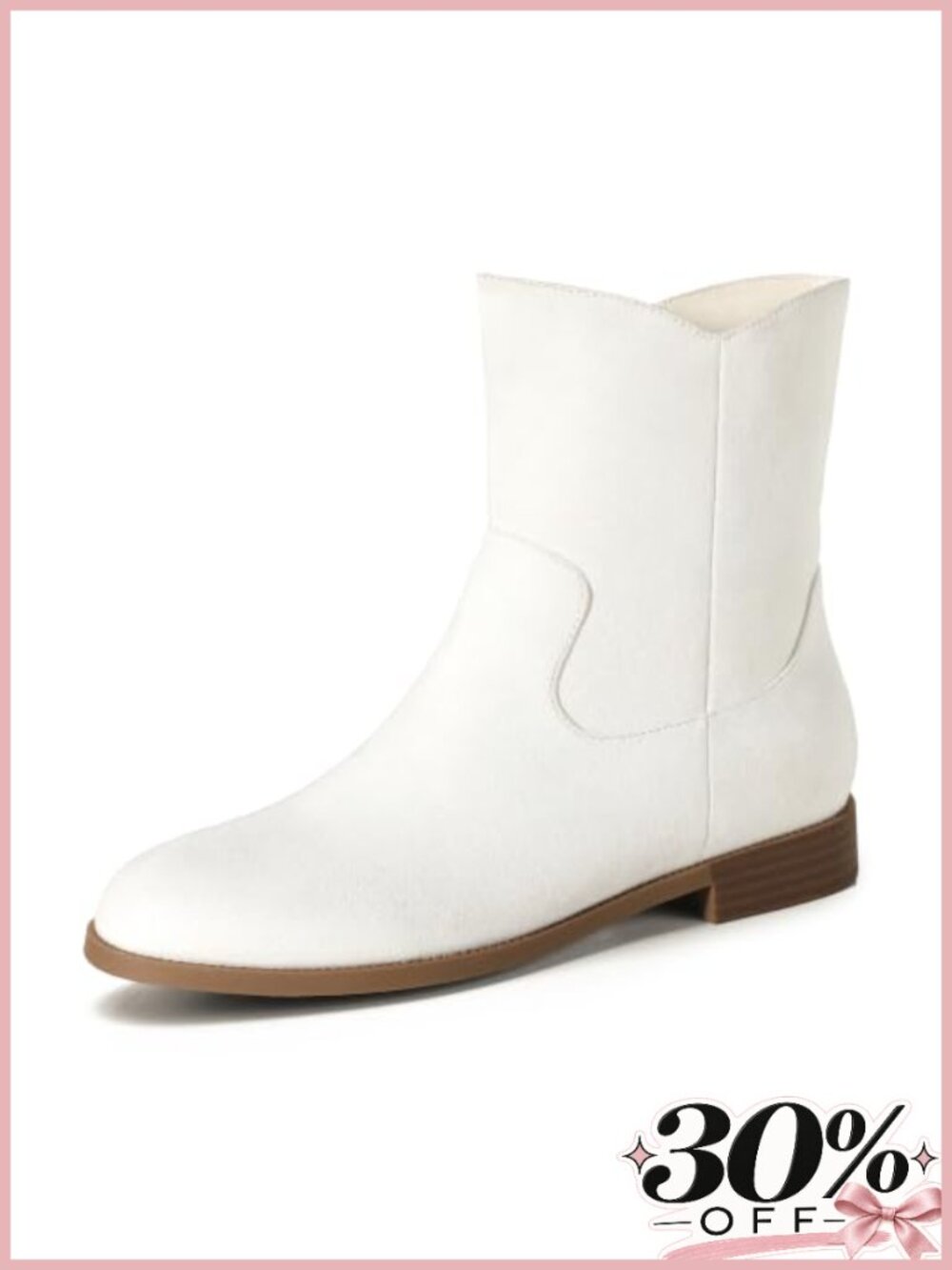 IDIFU Women's Flat Ankle Boots Stacked Low Heel Booties